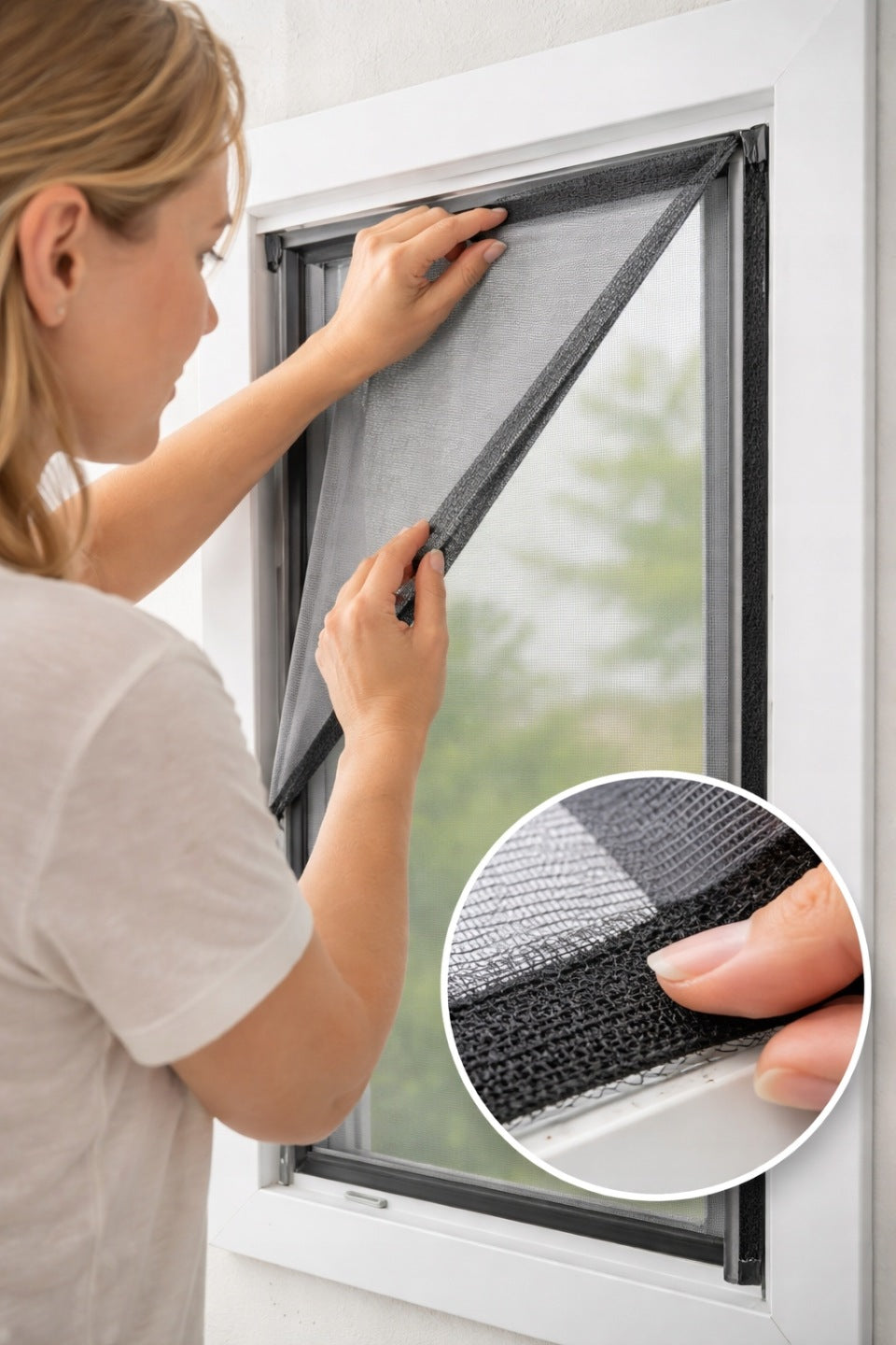 LIVARNO Mosquito net for window 130x150 Dark Grey with Velcro No drilling