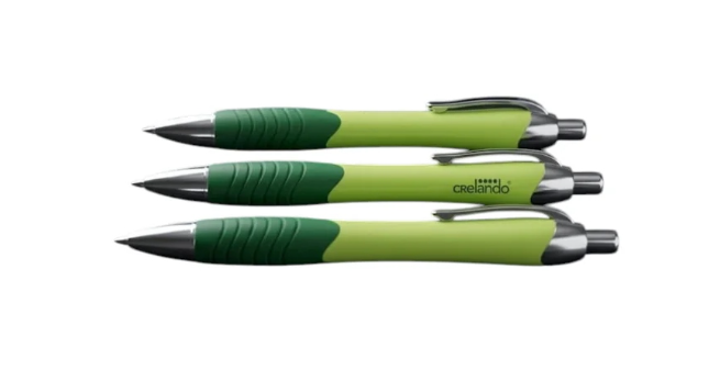 Crelando Blue Pens 3 Pcs Anti-slip For School and Office