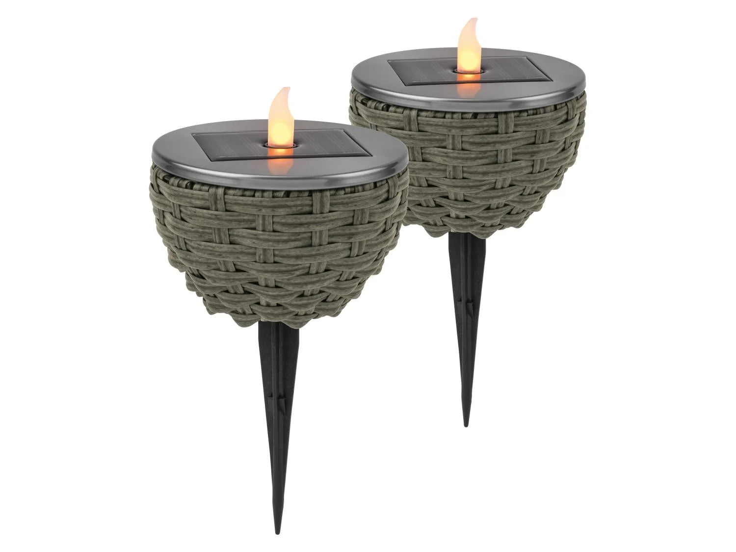 LIVARNO® Set of 2 LED solar table lamps (with removable spikes)