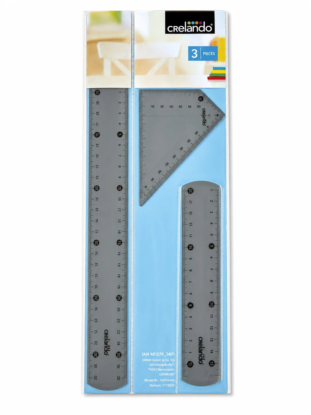 CRELANDO Geometry set, ruler, protractor, FLEXIBLE