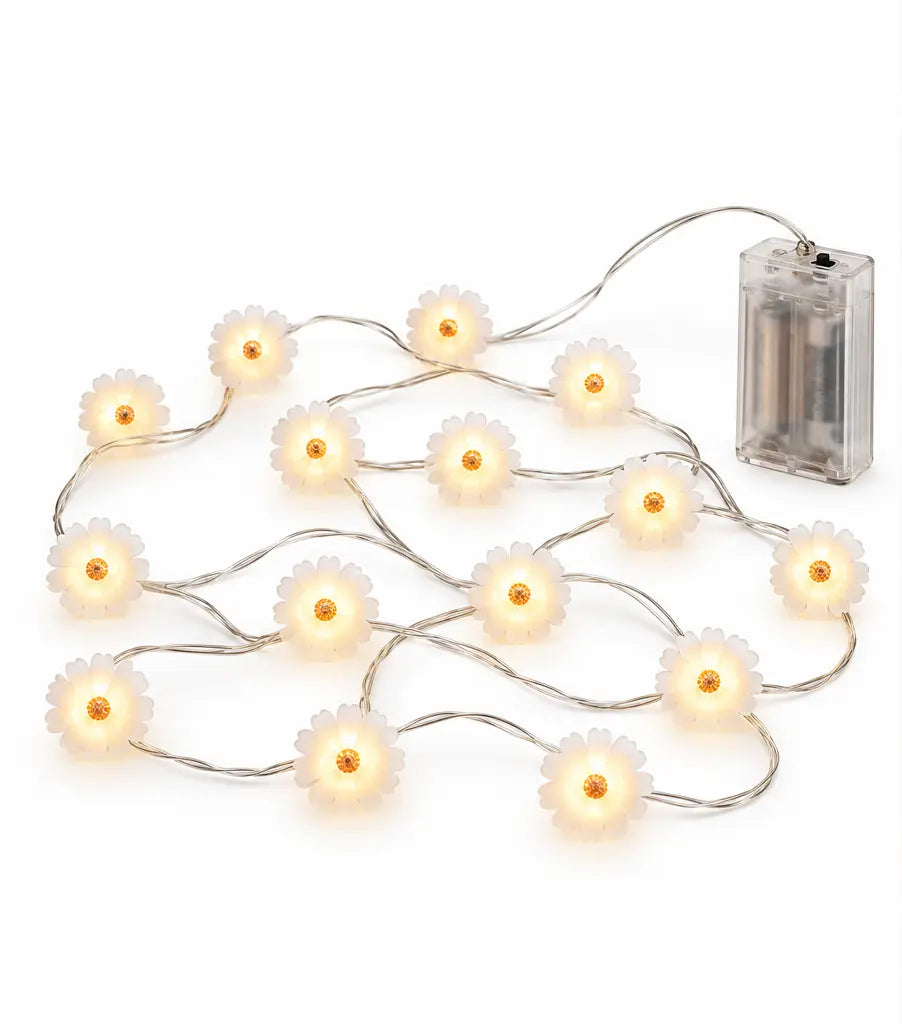 LIVARNO LED Fairy Lights – 15 Daisy Flower LEDs, Warm White