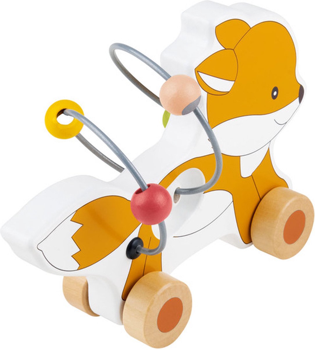 Playtive Wooden pull-along Fox on wheels - motor skills