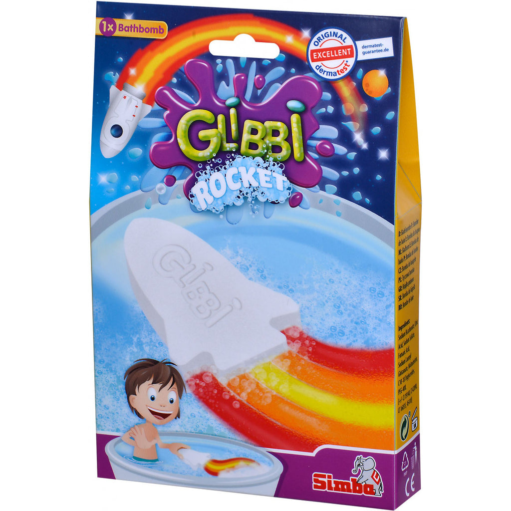 Glibbi bath bomb rocket bath toy colorful fizzing rocket