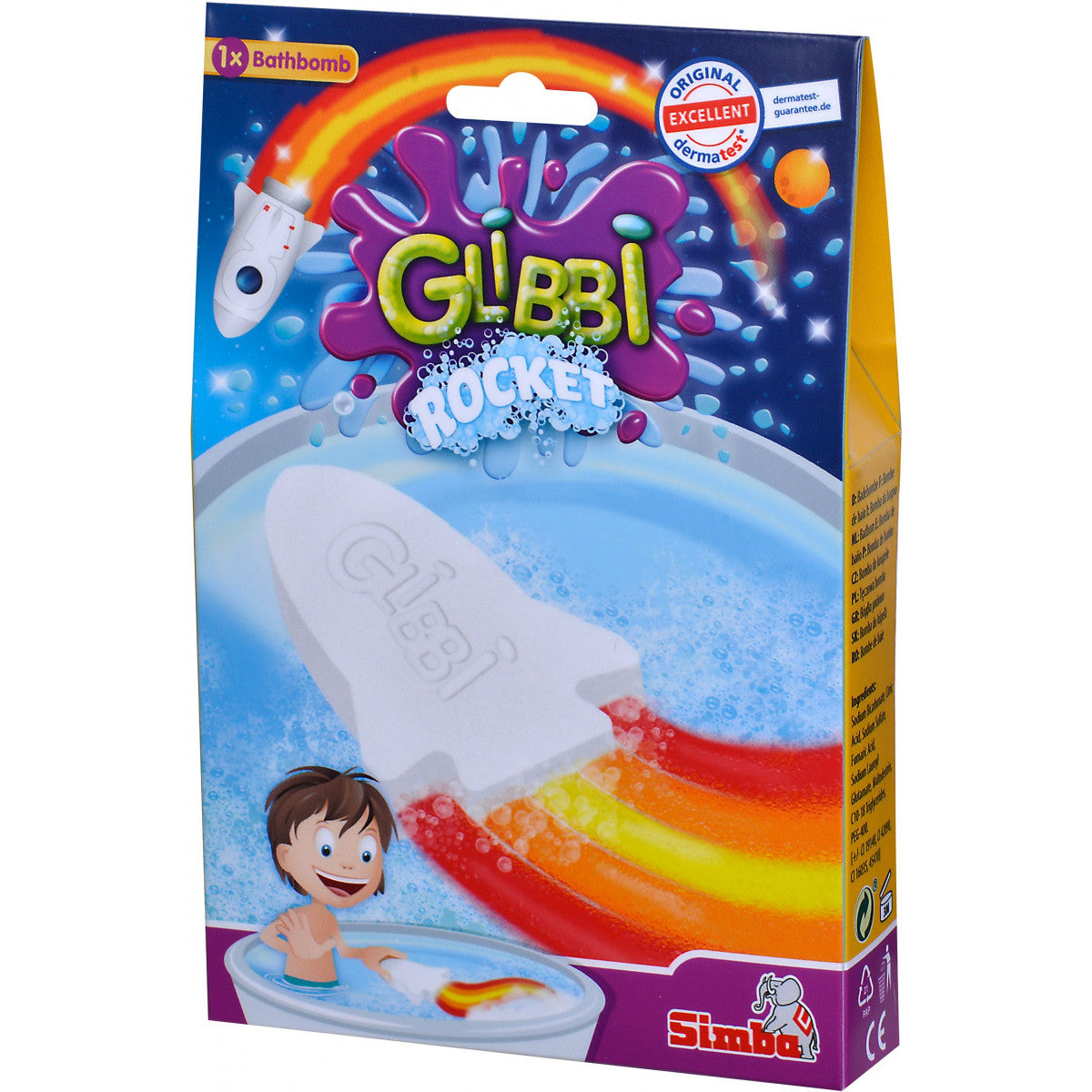 Glibbi bath bomb rocket bath toy colorful fizzing rocket