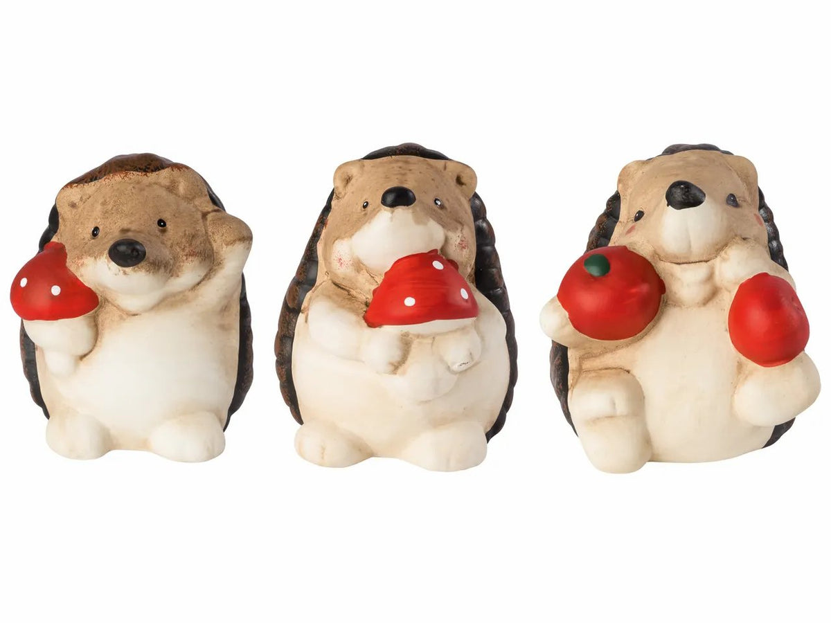 LIVARNO HOME DECORATIVE HEDGEHOG FIGURINES, 3 PCS