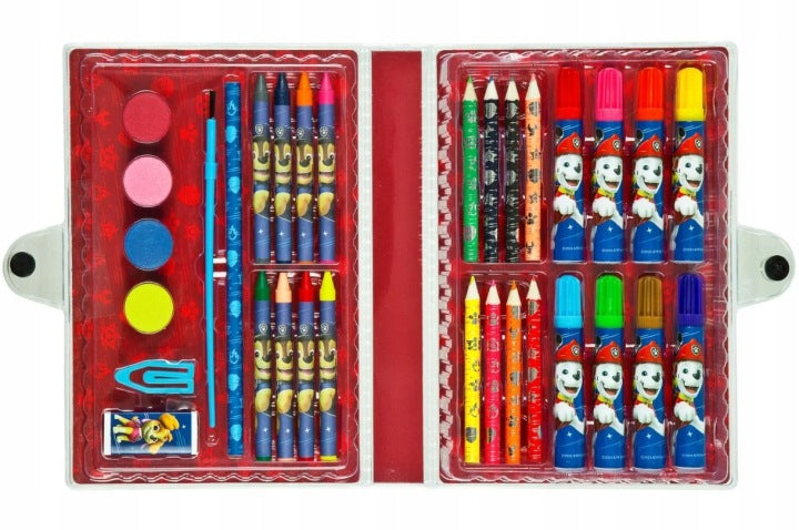 PAW PATROL PAINT SET 34 PIECES PAINT CRAYONS WAX FLAPS 