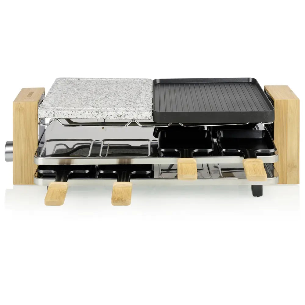 Princess Pure 8 Raclette Non-Stick Coating, 8 Pans Black, Stone, Bamboo