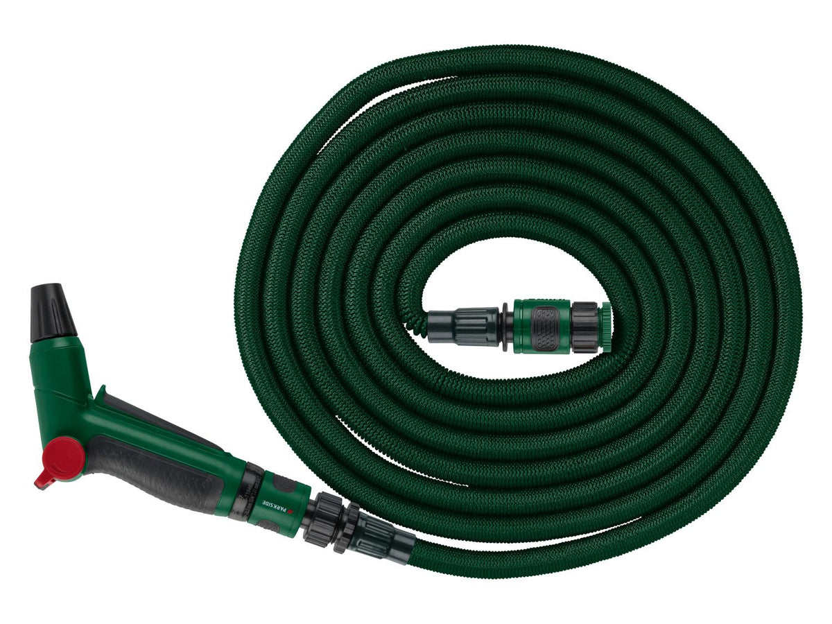 Parkside 5 to 15m Self-Retracting Flexible Garden Hose Display