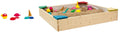 PLAYTIVE Sandpit – Wooden Sandpit with 4 Seats for Children from 1.5 Years – 90x90 cm with play area – With 4 seating areas