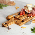 VonShef Herringbone Cheese Board & Knife Set – 100% Bamboo Serving Platter