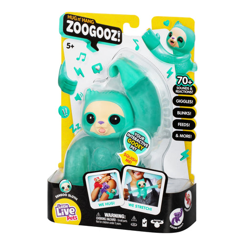 Little Live Pets Zoogooz Sloth, Interactive Electronic Stretchy Toy, 70+ Sounds & Reactions