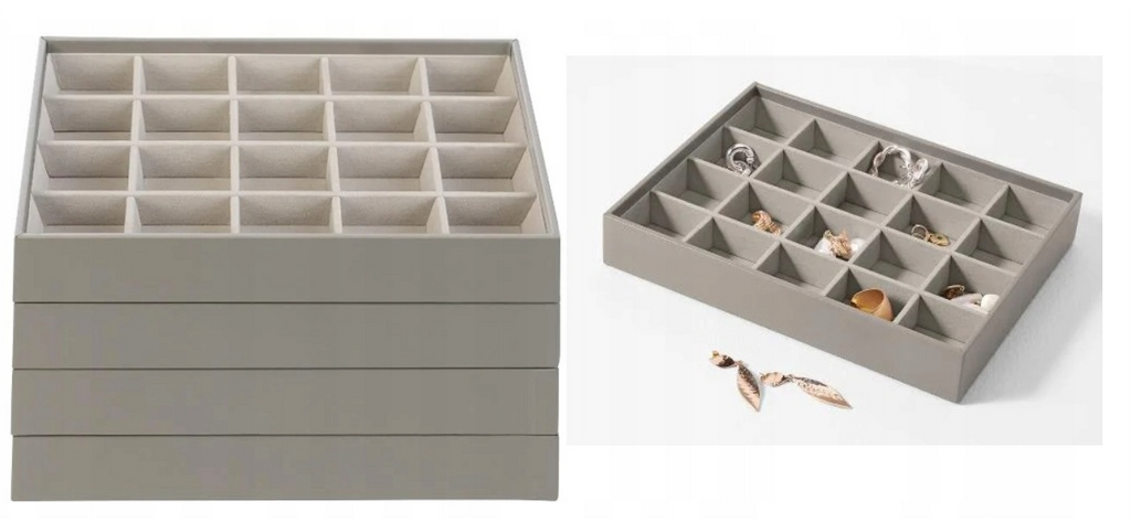 Velvet jewelry box for earrings and rings with 20 compartments (1 piece)