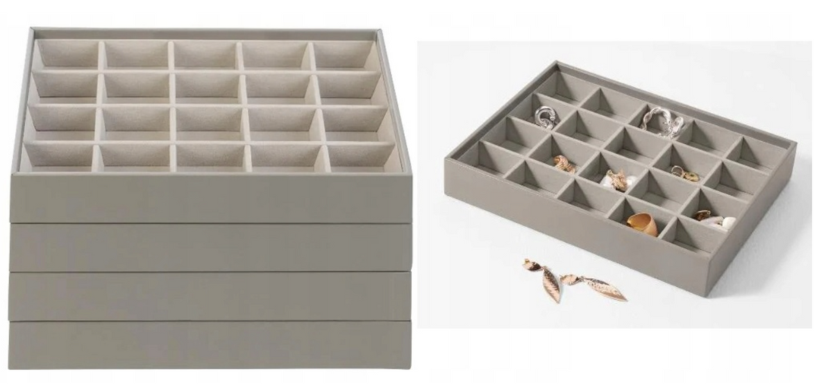 Velvet jewelry box for earrings and rings with 20 compartments (1 piece)