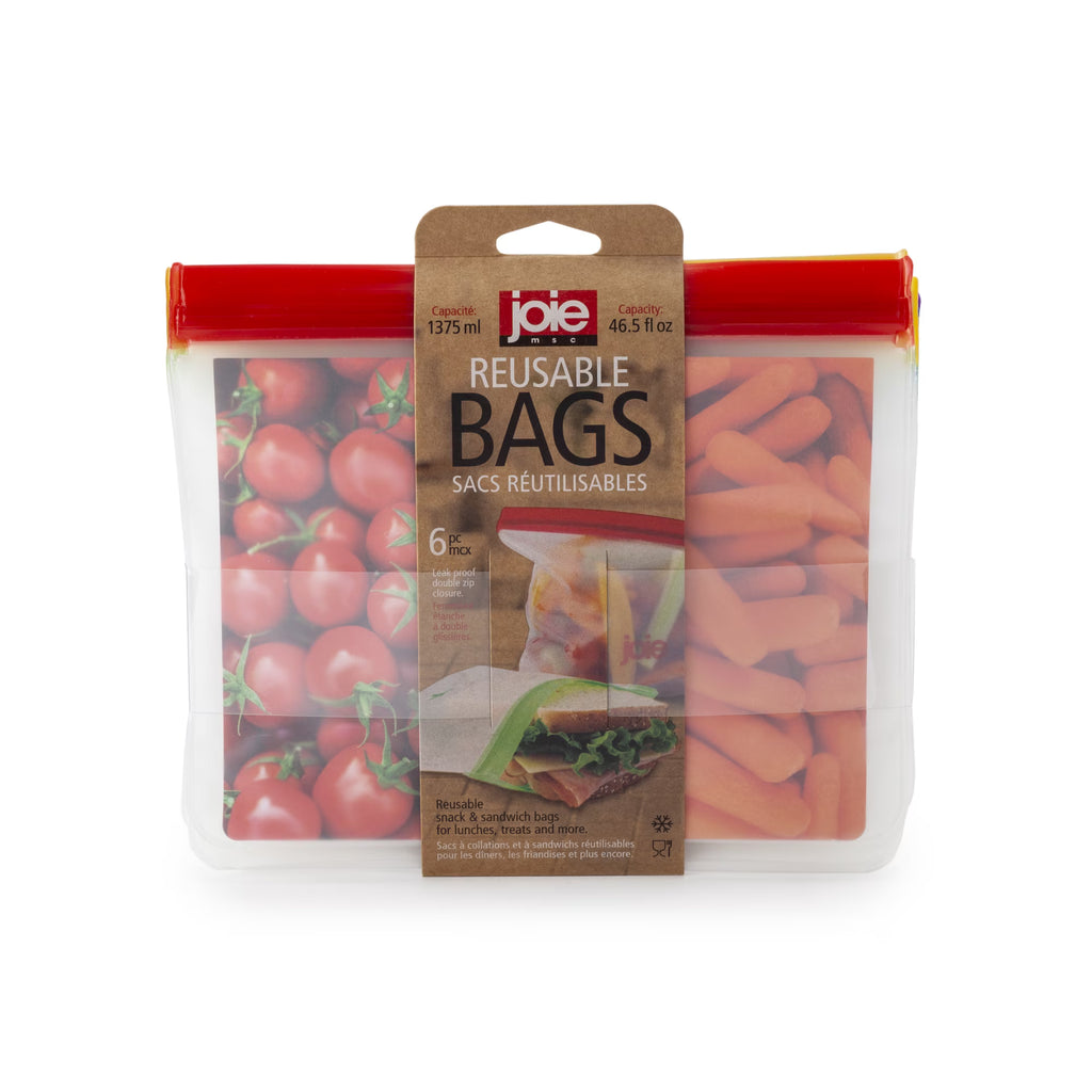 Joie Kitchen Reusable PEVA Clear Bags (Pack of 6) - 1375ml