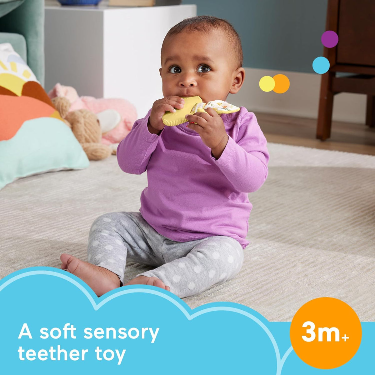 Fisher-Price Baby Toy Snuggle Bunny Teether, BPA-Free, for Newborns Ages 3+ Months
