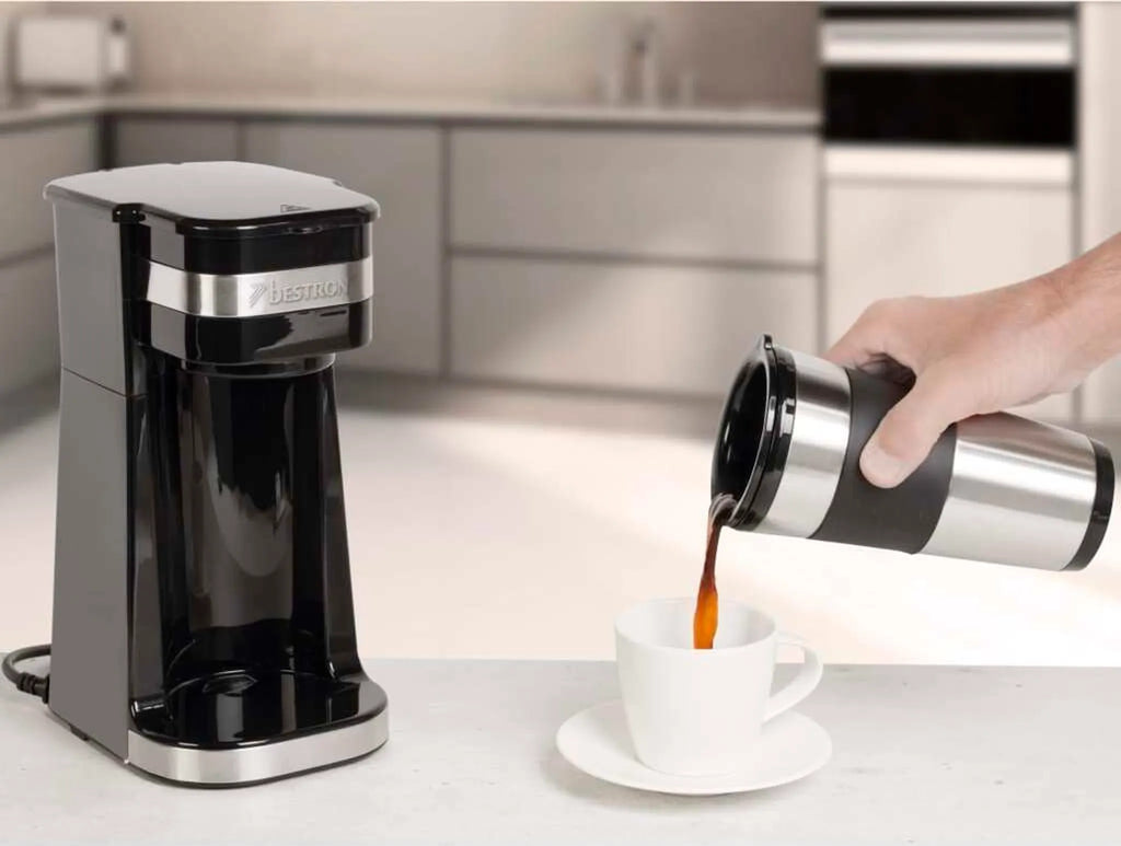Bestron coffee machine with insulated mug, 750W, Black, 420ml