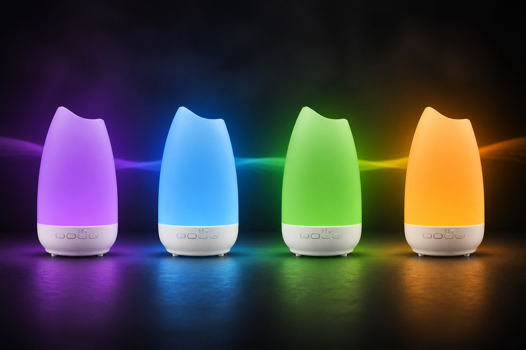 SILVERCREST® Ultrasonic Aroma Diffuser with Lavender Oil and Changing Colors