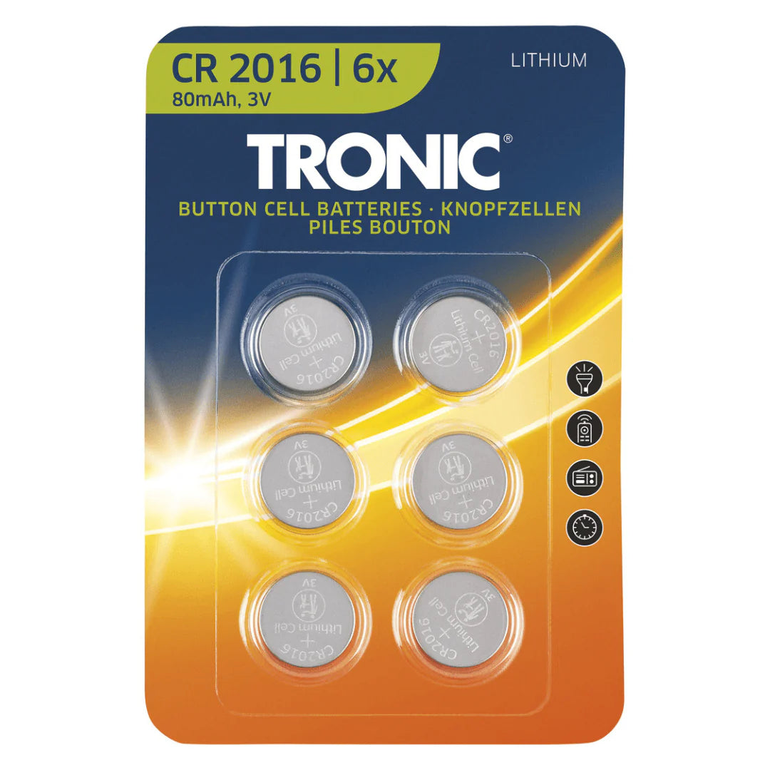 TRONIC Button cell batteries, 6 pieces (Lithium CR2016)