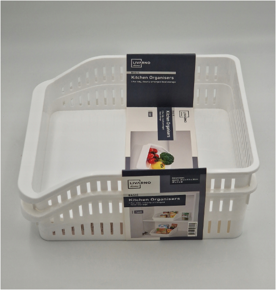 LIVARNO home Storage baskets for refrigerator cabinets 25.6x9.5x30 cm