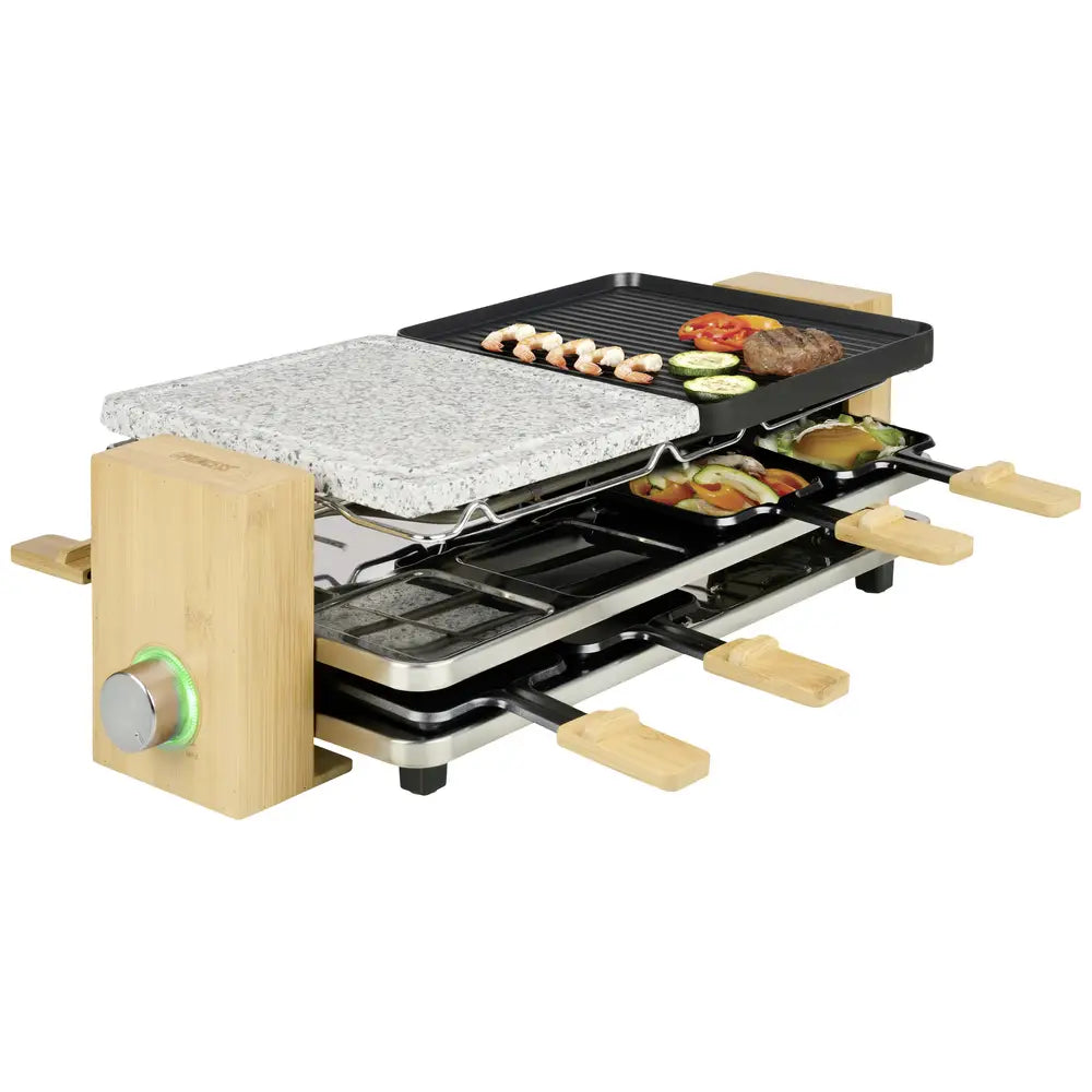 Princess Pure 8 Raclette Non-Stick Coating, 8 Pans Black, Stone, Bamboo