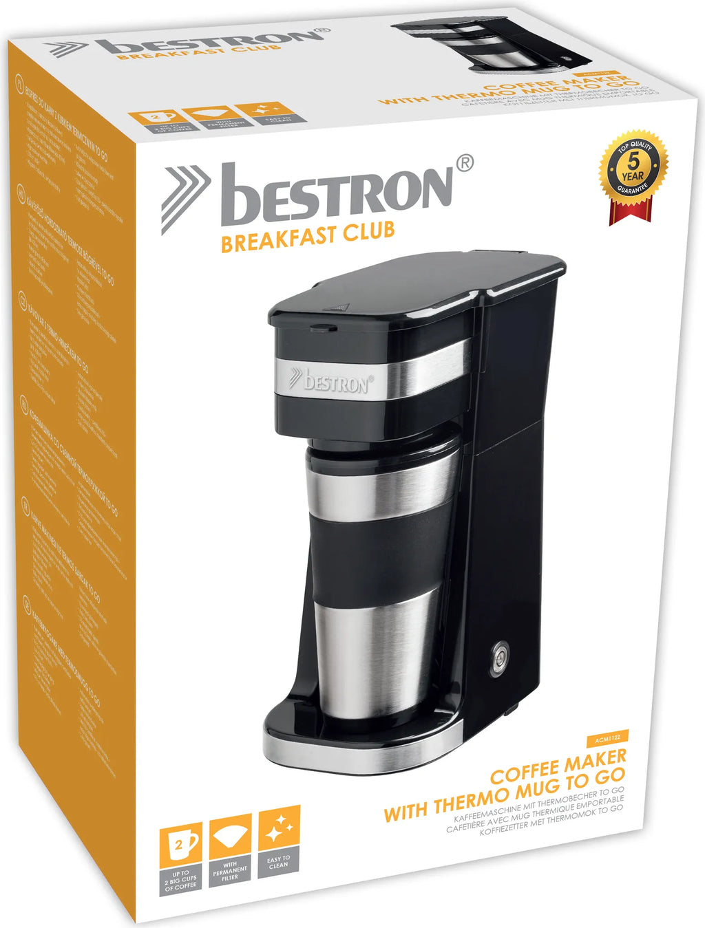Bestron coffee machine with insulated mug, 750W, Black, 420ml