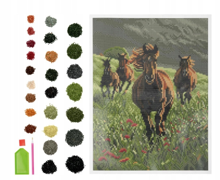 Crelando DIY Diamond Painting Mosaic Picture Horses 32x42 cm