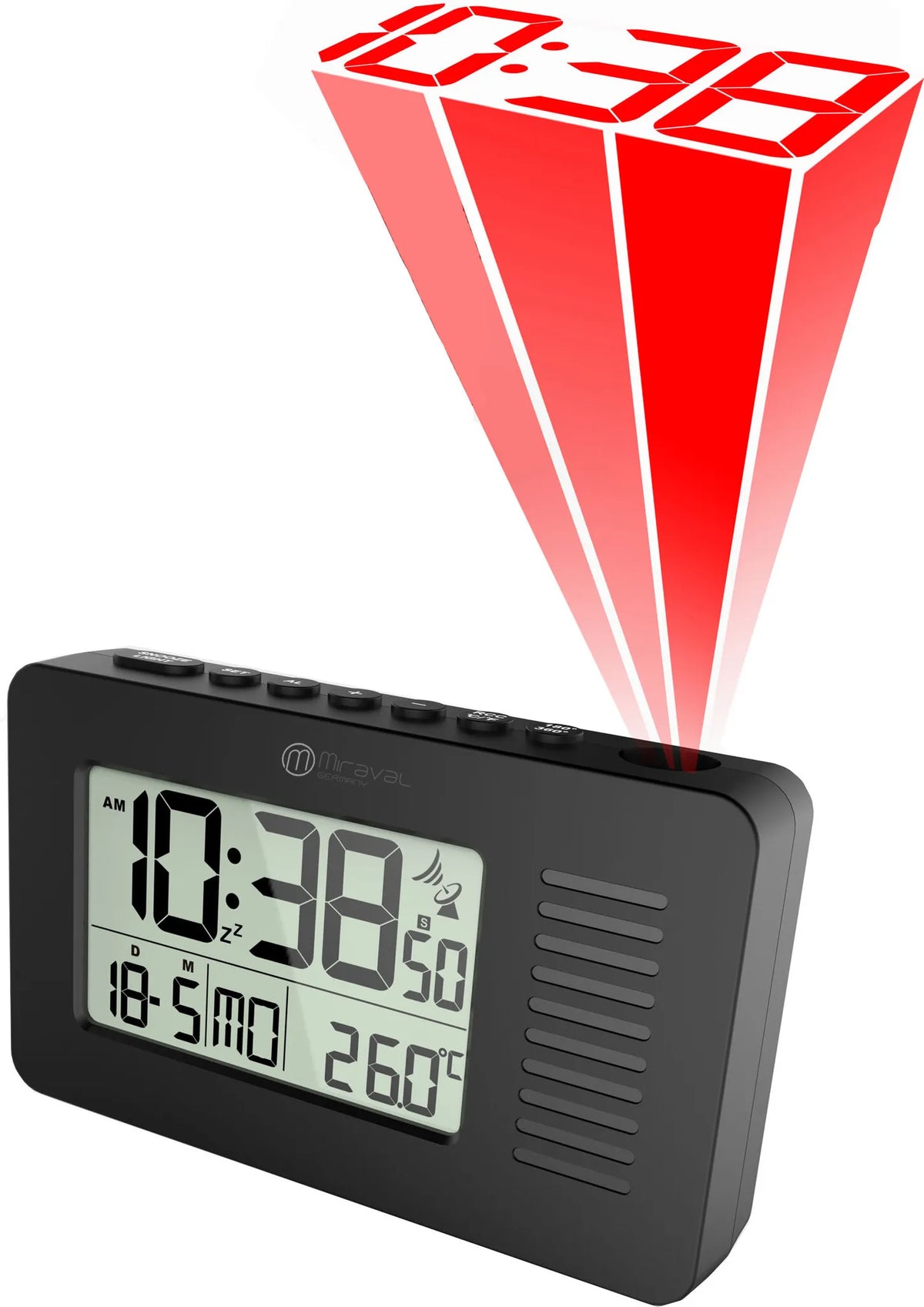 AURIOL Digital radio projection alarm clock with temperature - BLACK