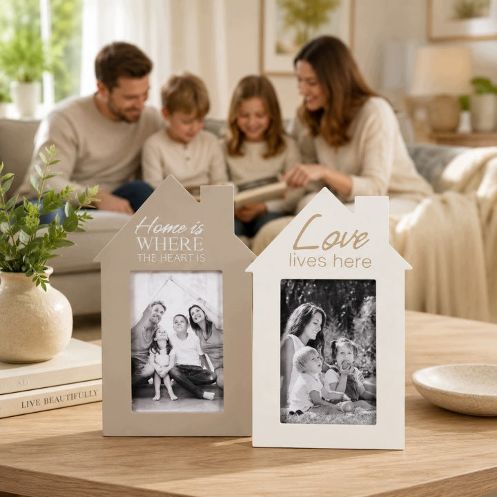 Melinera Wooden Photo Frames 10x15 cm - 2 pcs White & Beige