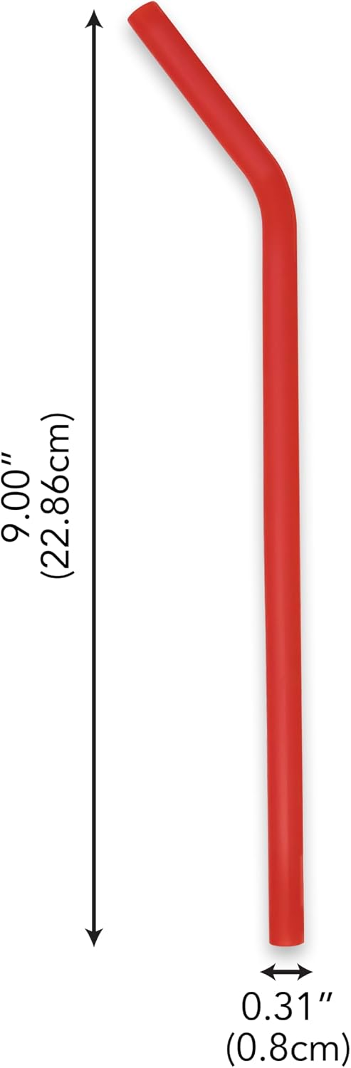 Joie Rainbow Reusable Silicone Straws with Cleaning Brush, Set of 6