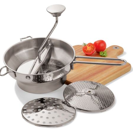 LIVARNO Stainless Steel Food Mill with 3 Inserts: fine / medium / coarse