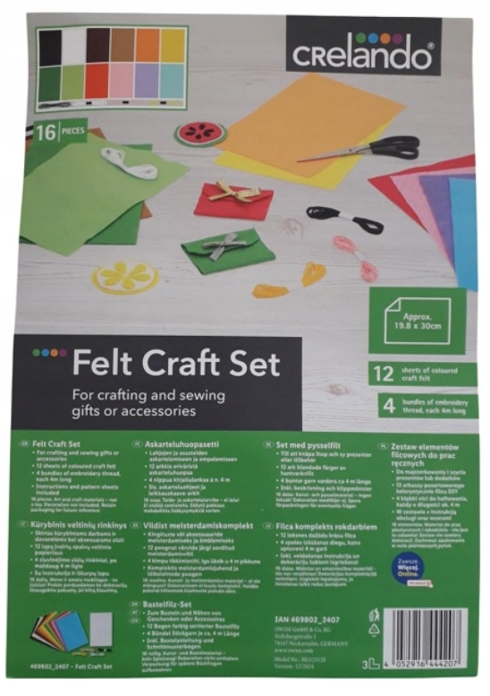 SET OF FELT ELEMENTS FOR HANDWORK - 16 PIECES