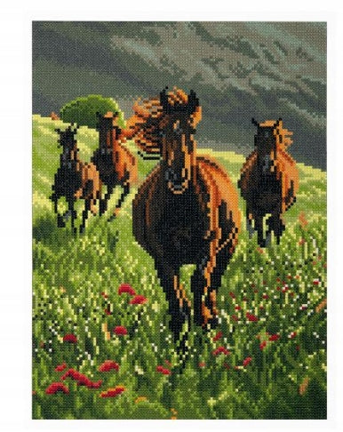 Crelando DIY Diamond Painting Mosaic Picture Horses 32x42 cm