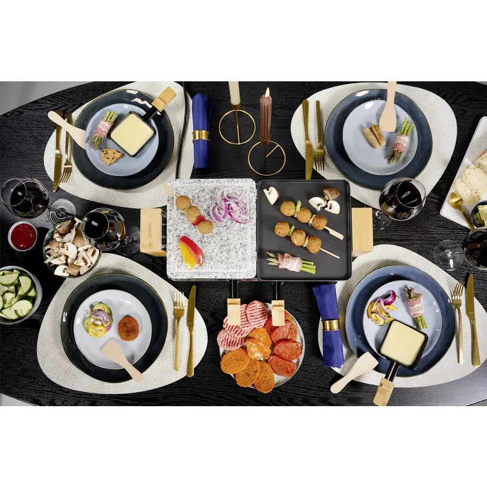 Princess Pure 8 Raclette Non-Stick Coating, 8 Pans Black, Stone, Bamboo