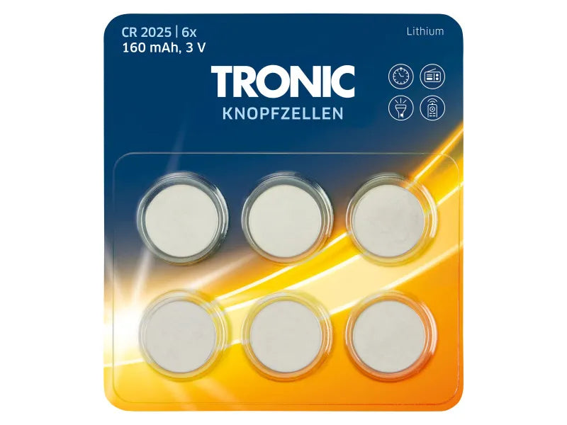 TRONIC Button cell batteries, 6 pieces (Lithium CR2025)