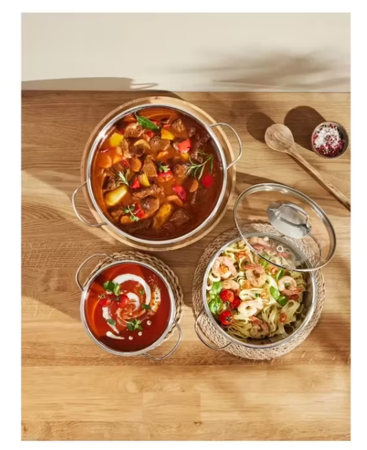 Silvercrest Premium Stainless Steel Pot Set - 3 Pieces