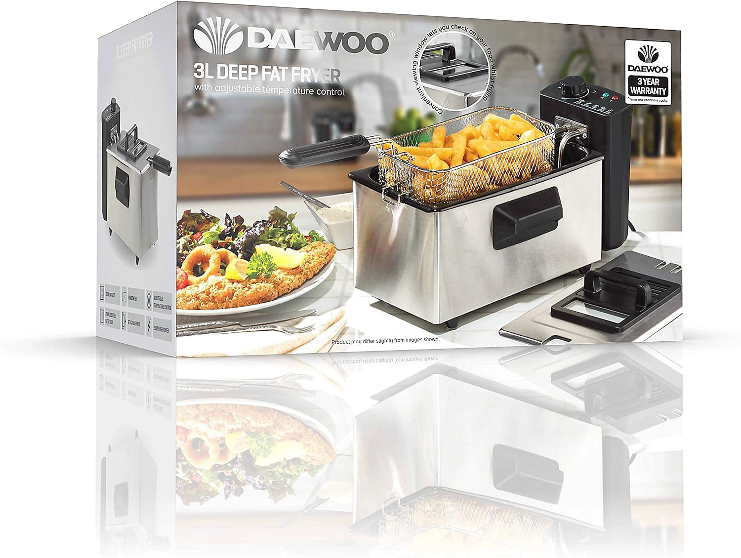 Daewoo 3 Litre Deep Fat Fryer with Viewing Window Lid