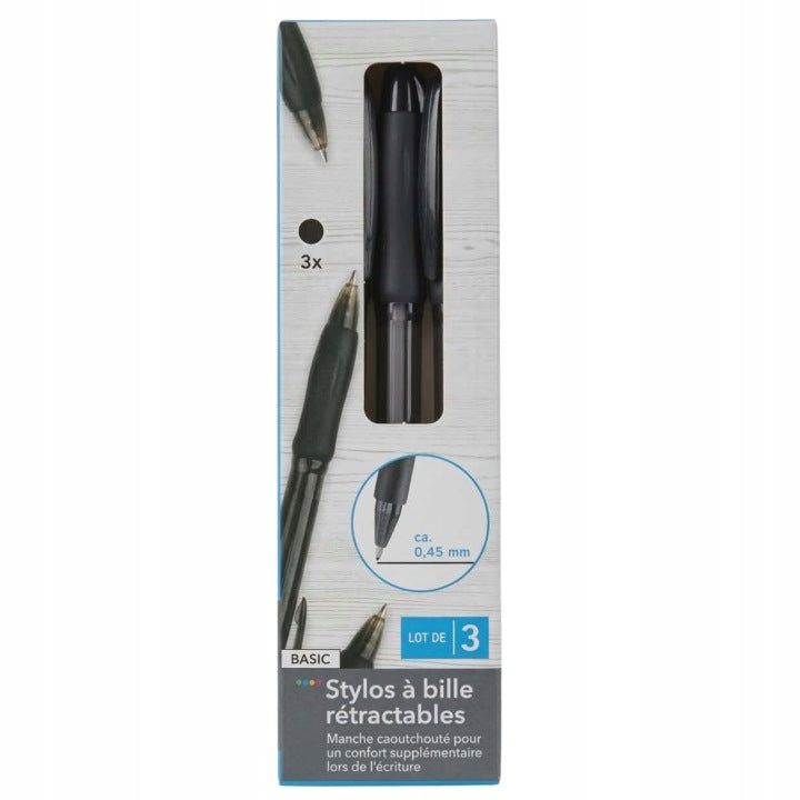 Crelando black automatic ballpoint pen - 3 Pieces