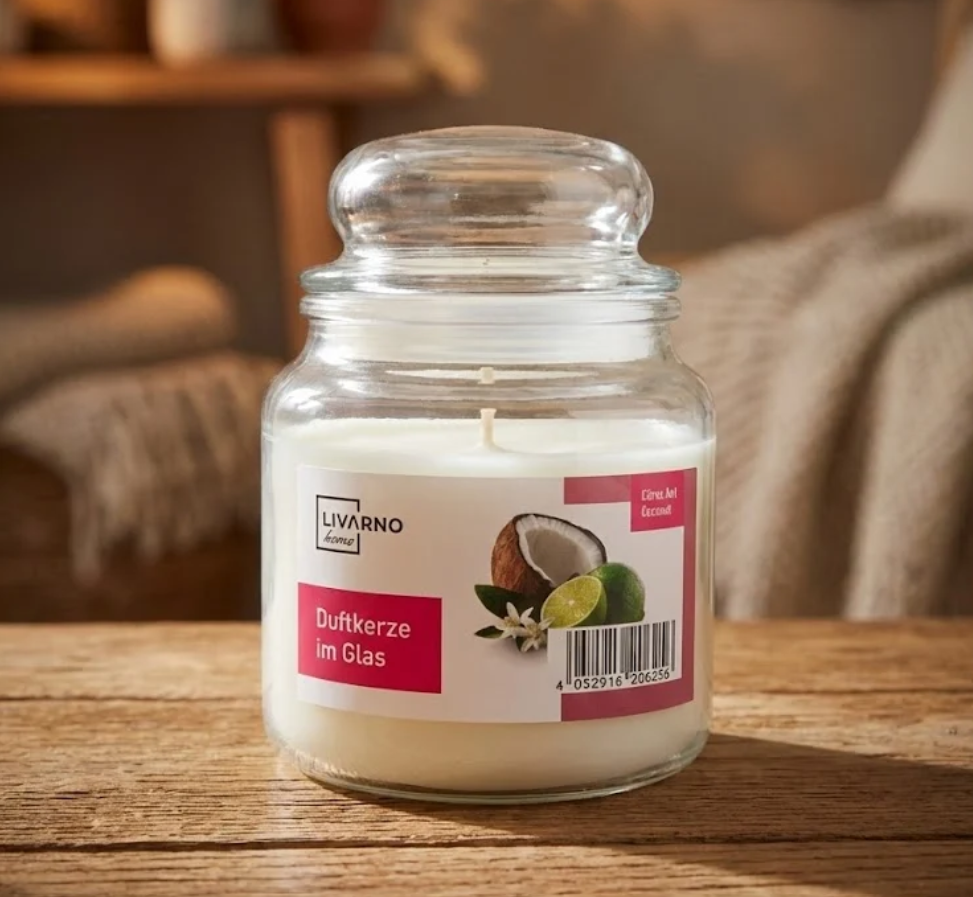 LIVARNO home Citrus and Coconut scented candle in a glass jar - 370g