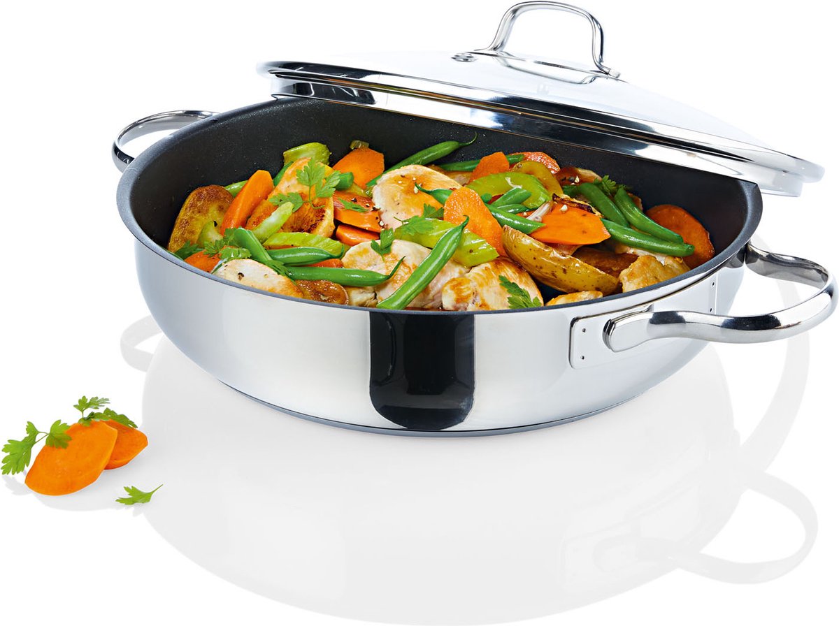 Livarno Stainless Steel Serving Pan Ø28 cm - ILAG® Non-Stick Coating