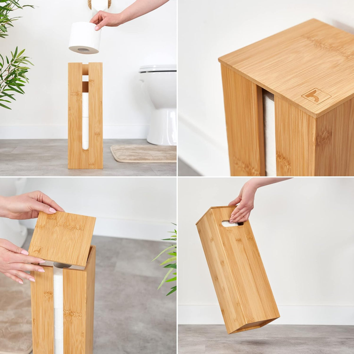 Hennez Bamboo Toilet Paper Storage