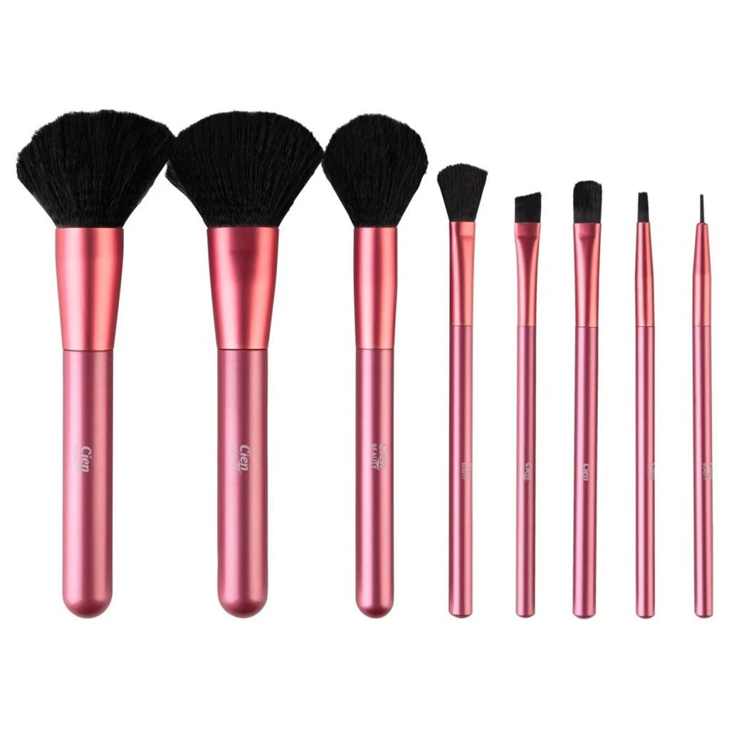 CIEN BEAUTY 9-piece cosmetic brush set including case, pink