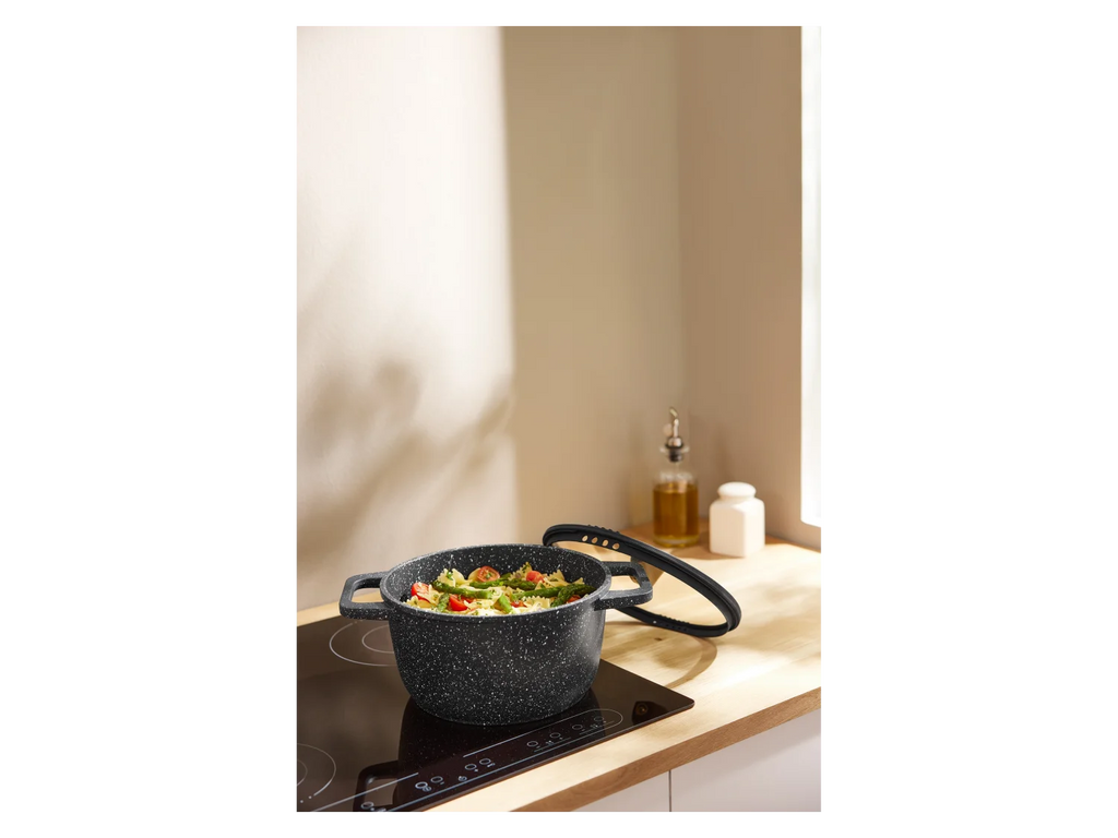 SILVERCREST® Cast aluminum saucepan, Ø 24 cm - BLACK GRANITE