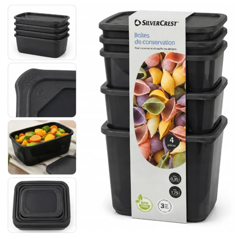 Set of 4 SilverCrest food storage containers (2x0.55L + 2x1.2L)