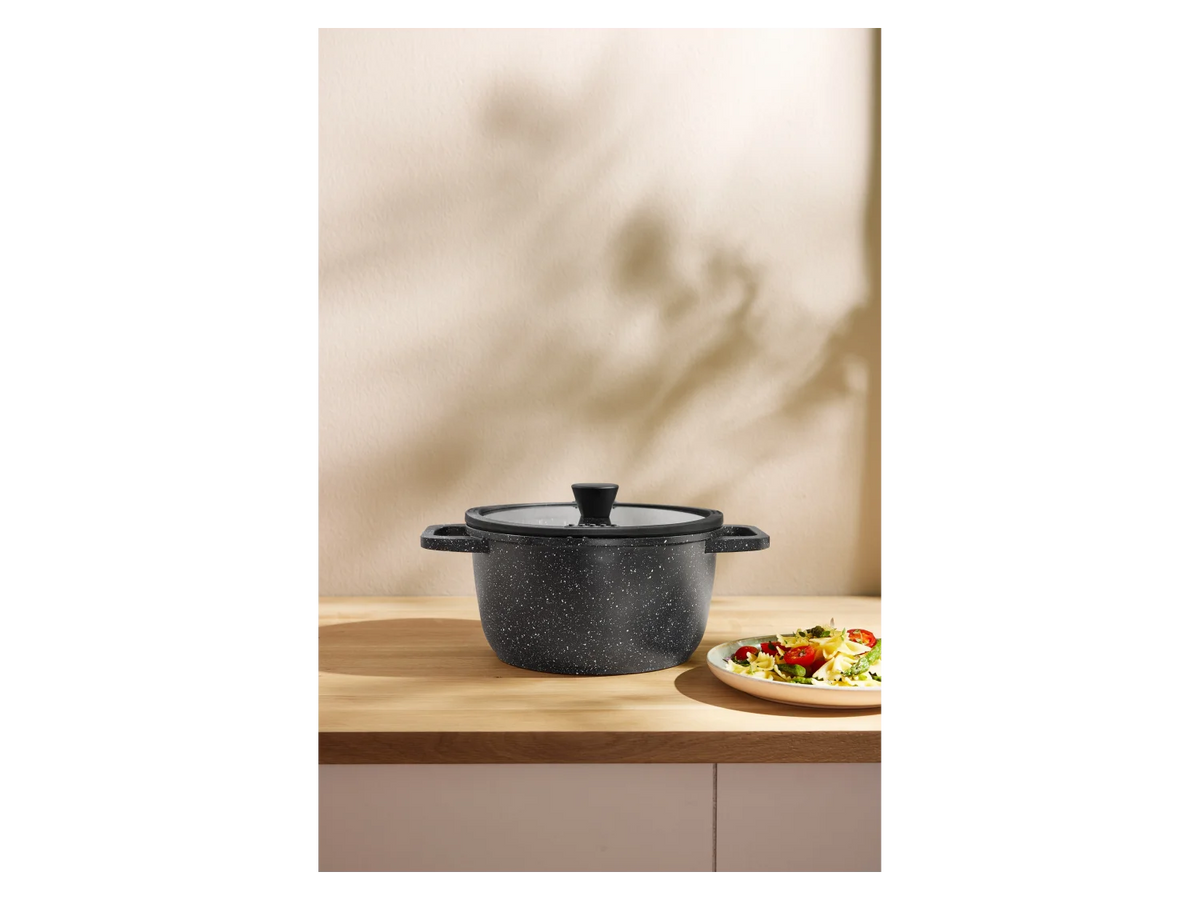 SILVERCREST® Cast aluminum saucepan, Ø 24 cm - BLACK GRANITE