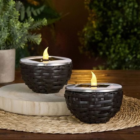 LIVARNO® Set of 2 LED solar table lamps (with removable spikes)