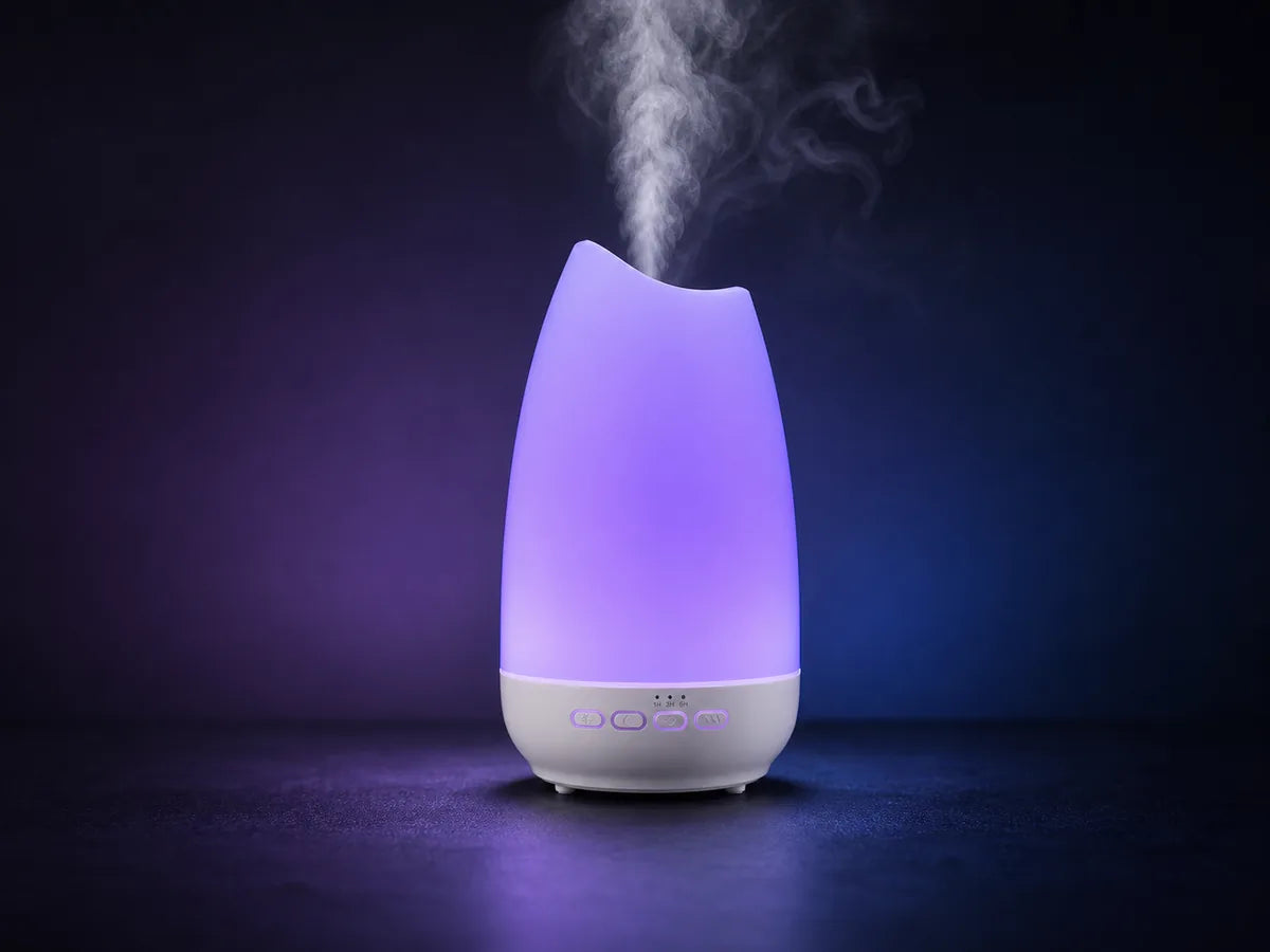 SILVERCREST® Ultrasonic Aroma Diffuser with Lavender Oil and Changing Colors