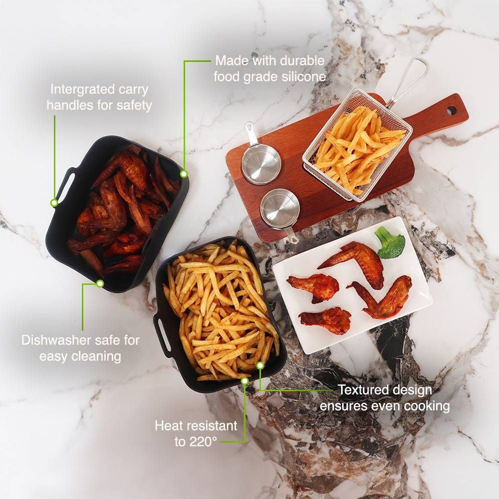 VonShef Set of 2 Reusable Silicone Air Fryer Liners