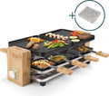 Princess Pure 8 Raclette Non-Stick Coating, 8 Pans Black, Stone, Bamboo