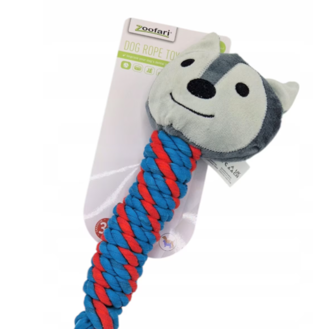 Zoofari rope toy with squeaker for dogs, durable plush, 30x10cm