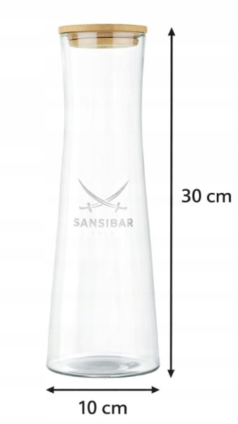 Sansibar water carafe, glass, 1 Litre, with bamboo lid